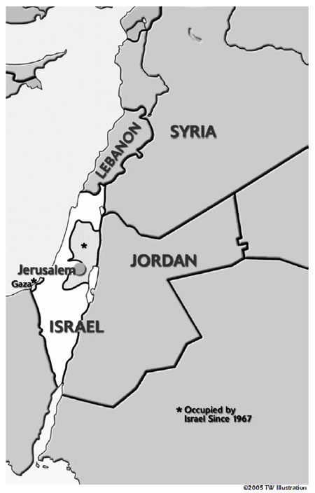 map of middle east showing Israel, Lebanon and Syria